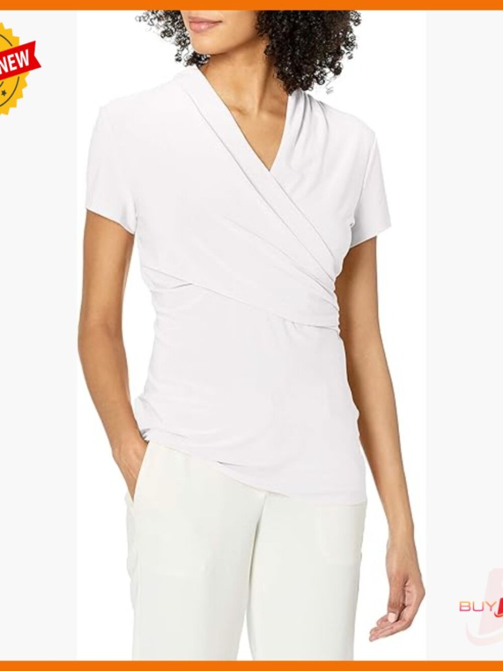 Short Sleeve V-Neck Blouse, Matte Jersey, Professional Work Wear
